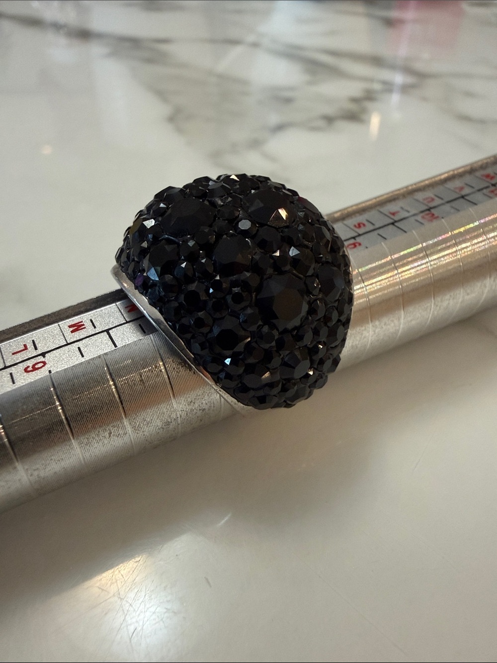 Sterling silver and spinel dome ring, size 7.5-8